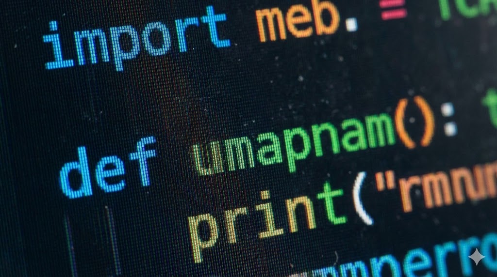 Python programming language logo and code on a screen